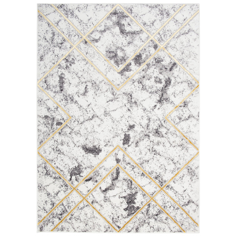 Fairmont Park Barnicle Abstract Machine Woven Flatweave Grey/White/Gold